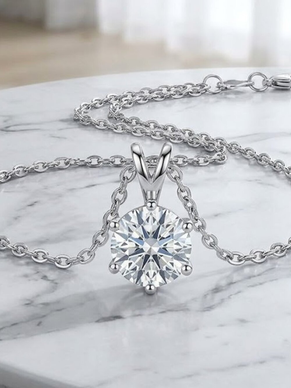 Platinum Necklace - Ladies Dainty Pendant Necklace